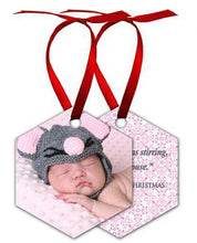 Load image into Gallery viewer, Hexagon Aluminum Ornament w/Ribbon

